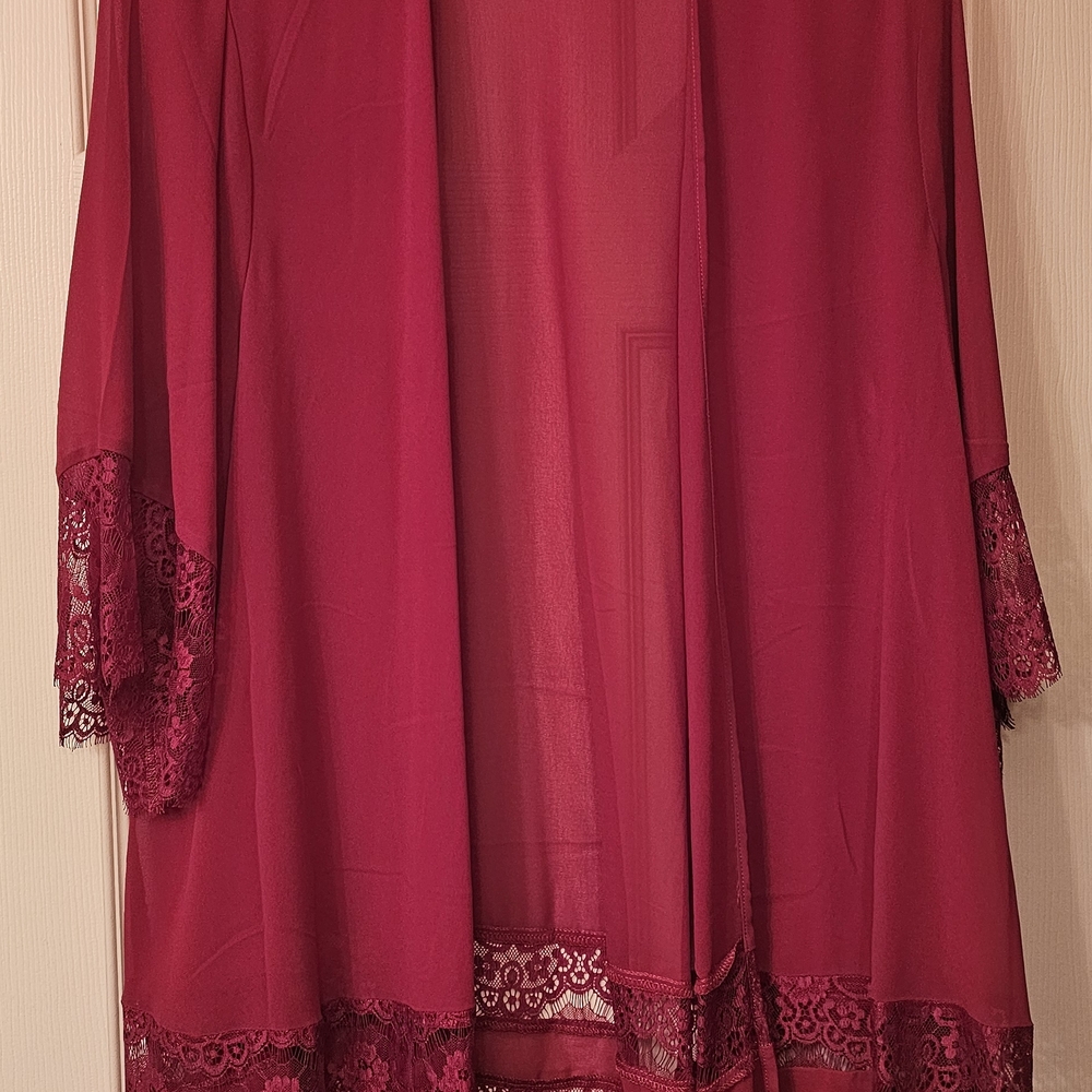 Torrid Burgundy Lightweight Lace-Trim Cardigan